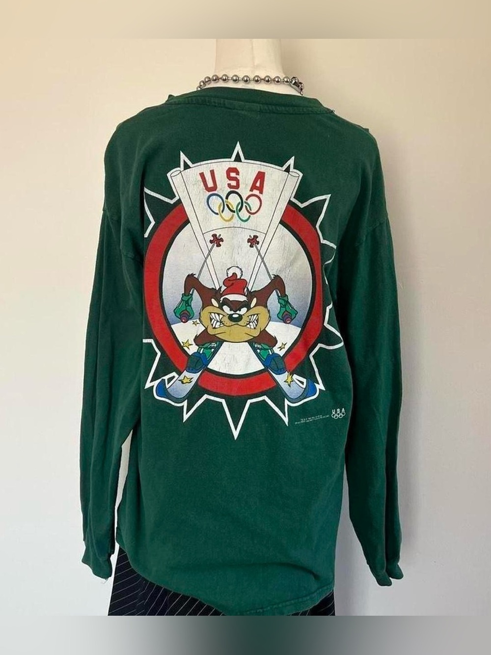 vintage 1995 looney tunes taz long sleeve olympic games shirt
